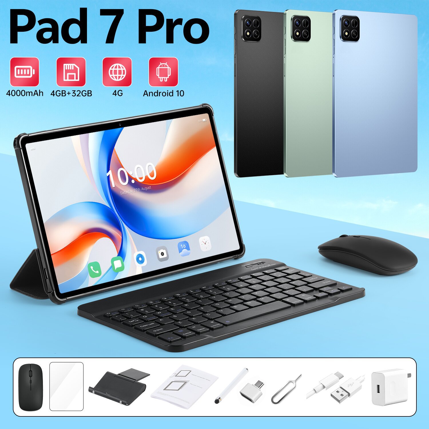 跨境智能平板电脑Pad 7 Pro安卓10.1寸 蓝牙通话Wish虾皮(劲爆款)